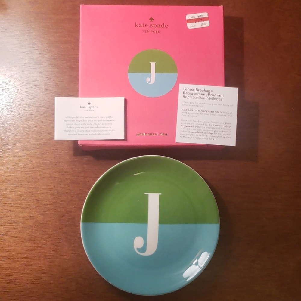 Lenox Kate Spade Monogram dish letter J